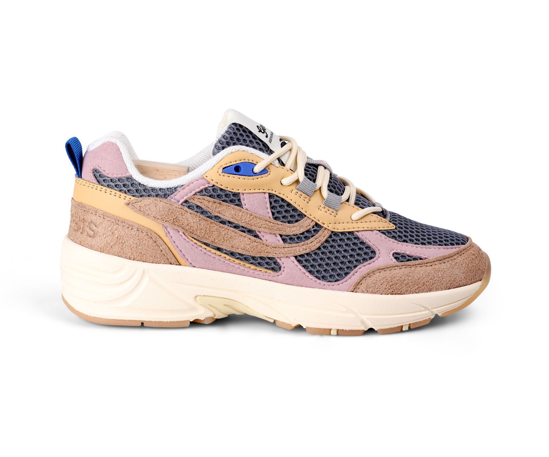 Veganer Genesis G-ECO’99 Multi Colour Sneaker in Beige, Nude, Rosé und Grau aus Maisabfällen, recyceltem PET und Naturkautschuk.