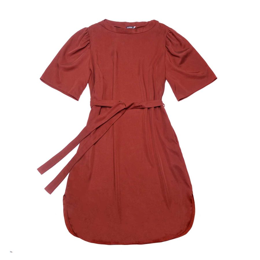 Preloved - LUNA rotes Kleid mit Puffärmeln aus TENCEL® - XL – Bild 2