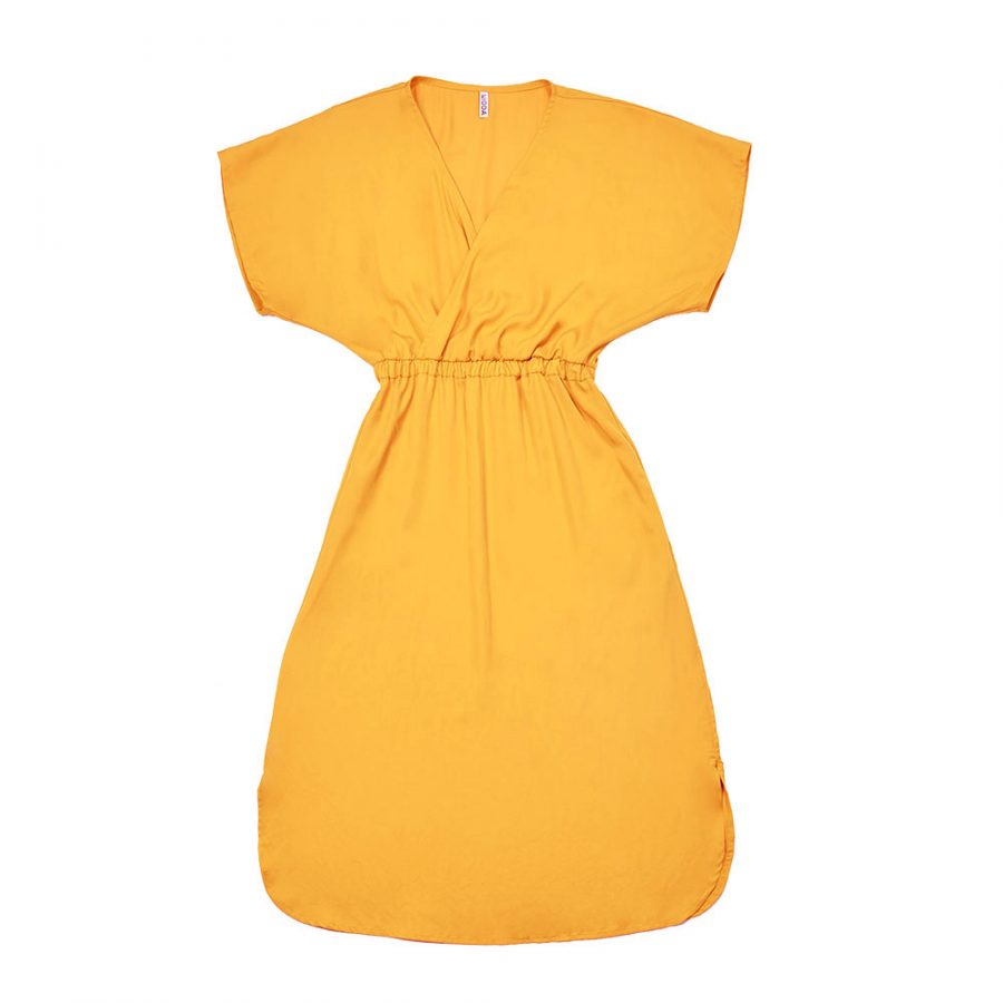 55319 Kimono Kleid Gelb aus TENCEL