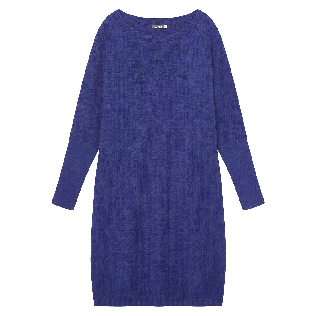 blaues Strickkleid SANTI aus Bio-Baumwolle