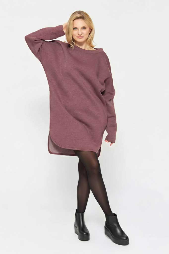 rot meliertes Pulloverkleid as weichem Viskose-Sweat