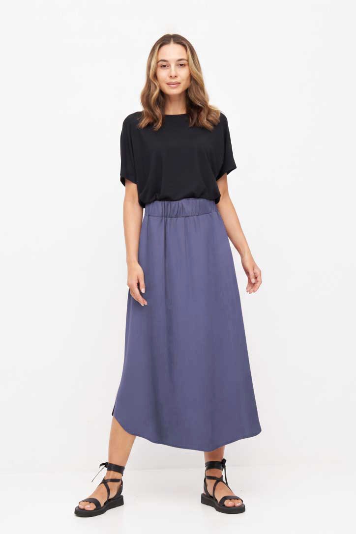 Midirock JULIP lavendel aus ECOVERO® Viskose, Vorderansicht