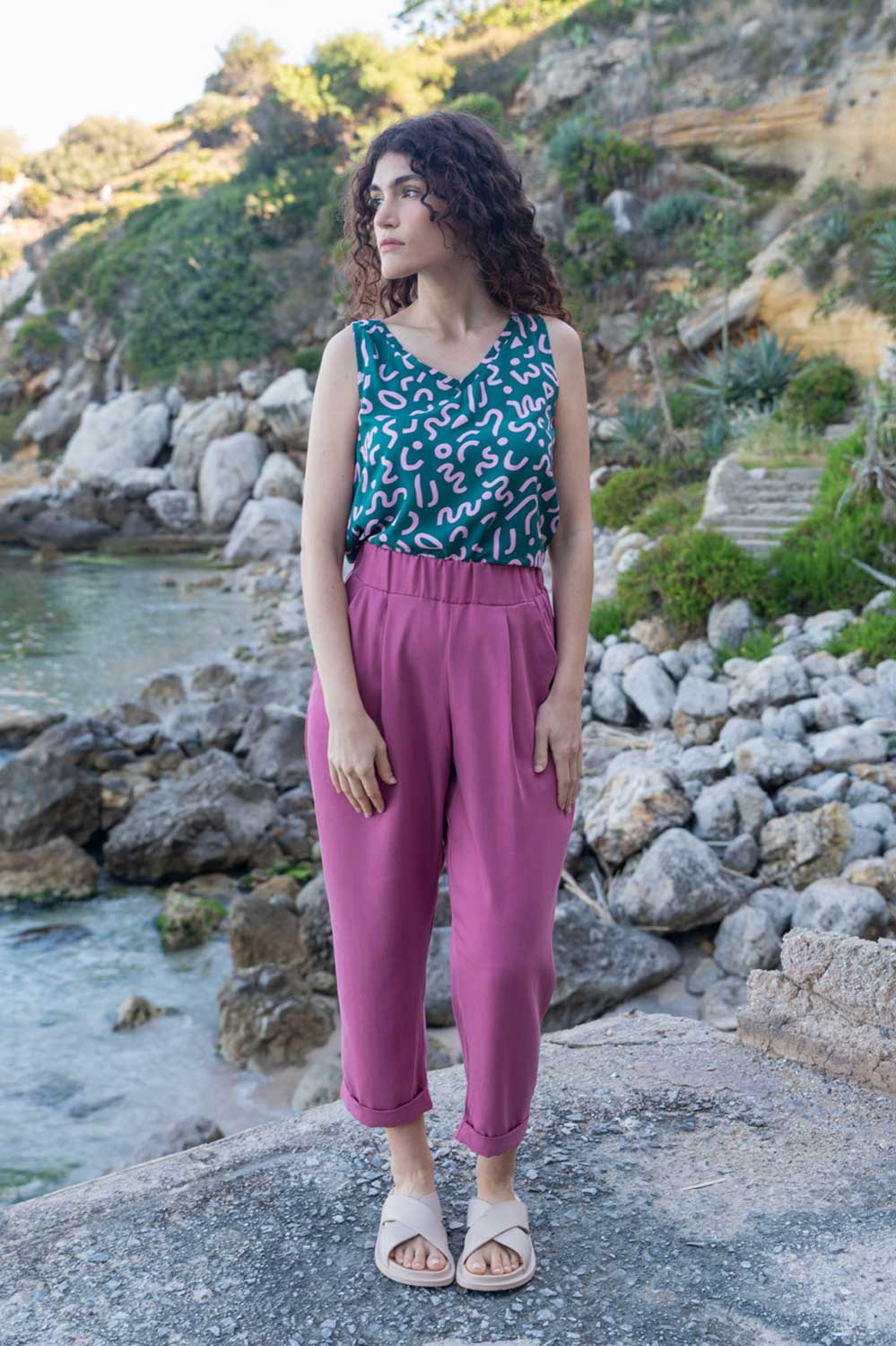 Bundfaltenhose JUPP pink aus TENCEL®