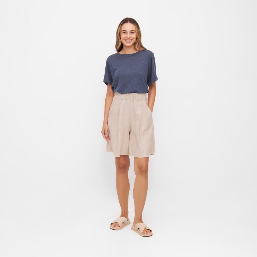 Beige Shorts INDI aus Leinen