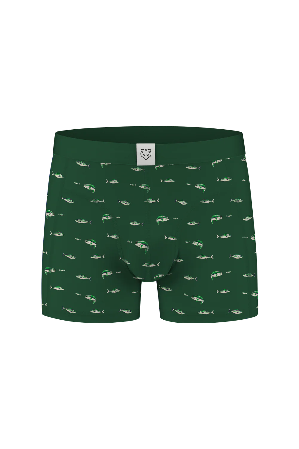 Dunklgrüne Boxer Briefs von A-Dam mit Fischmuster