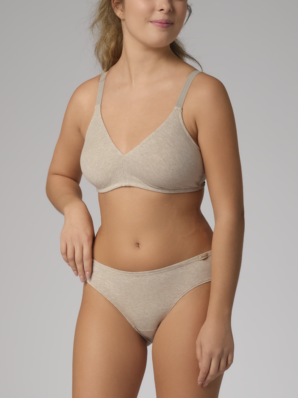 Comazo Bügelloser BH aus Bio-Baumwolle in Beige-Melange