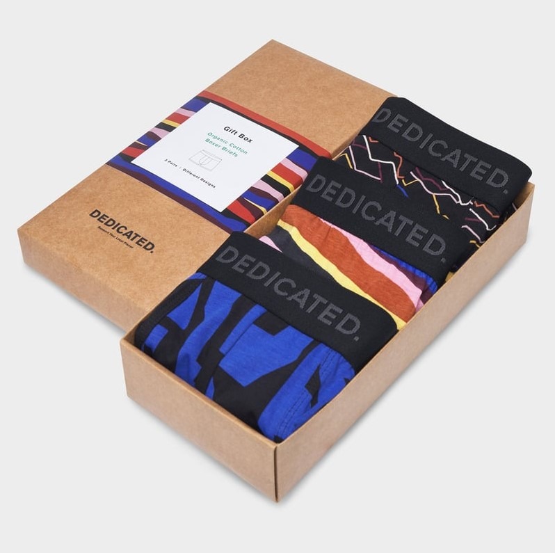Nachhaltige Boxer Briefs Kalix Abstract 3-Pack aus Bio-Baumwolle mit buntem Abstract-Design – ideales Geschenk für Fans von Dedicated Brand