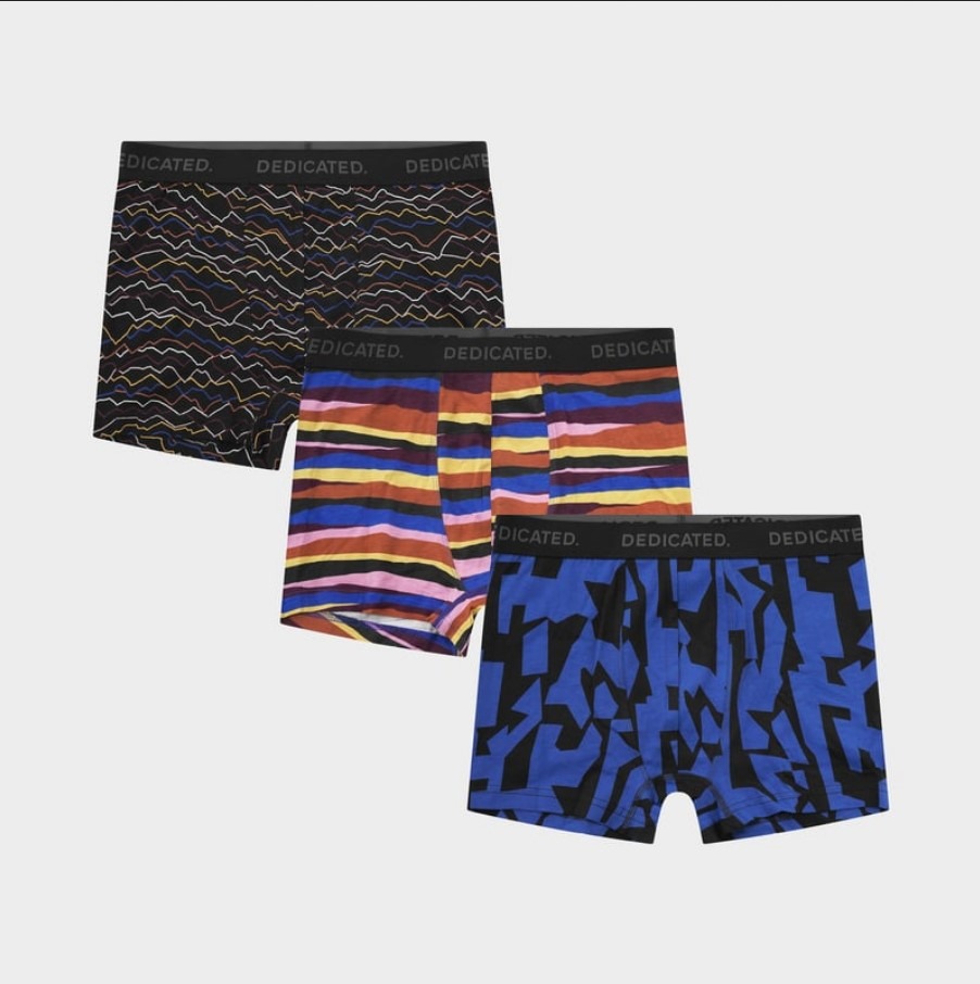 Nachhaltige Boxer Briefs Kalix Abstract 3-Pack aus Bio-Baumwolle mit buntem Abstract-Design – ideales Geschenk für Fans von Dedicated Brand