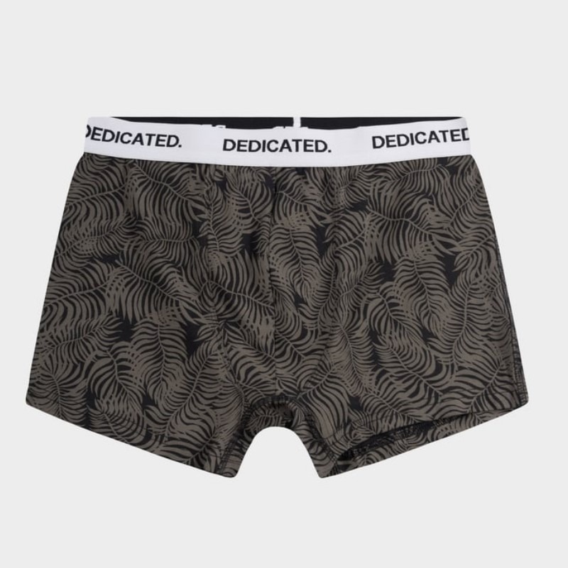 Nachhaltige Boxershorts Kalix Palm Leaves Black aus Bio-Baumwolle mit Palmblatt-Print von Dedicated Brand