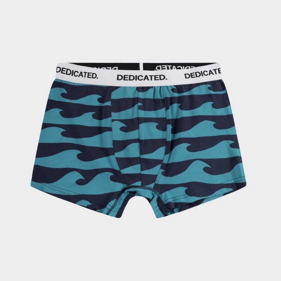 Nachhaltige Boxer Briefs Kalix Waves Navy Black Iris aus Bio-Baumwolle mit Wellenmuster von Dedicated Brand