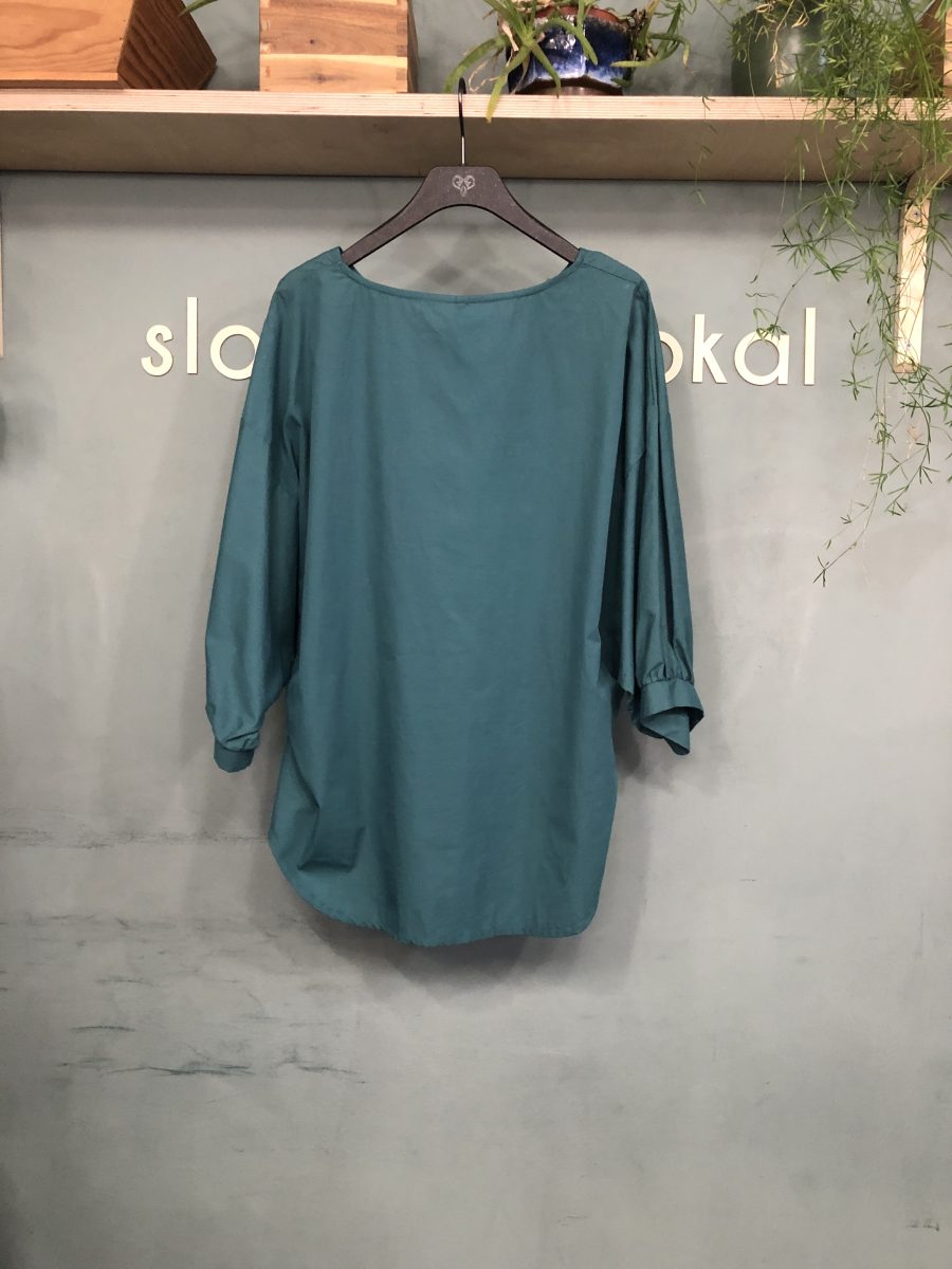 Preloved Fledermausbluse MILA türkis aus Bio-Baumwolle - XL – Bild 4