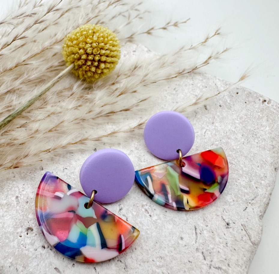 Terrazzo Ohrstecker Lila – handgemacht & vegan aus Dresden von Vagabund Objects
