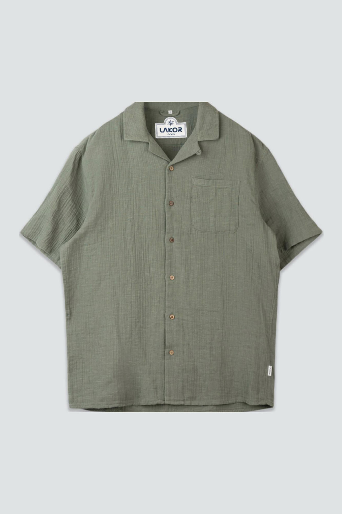 sommerliches Kurzarmhemd von LAKOR aus Hanf und Biobaumwolle in hellgrün
