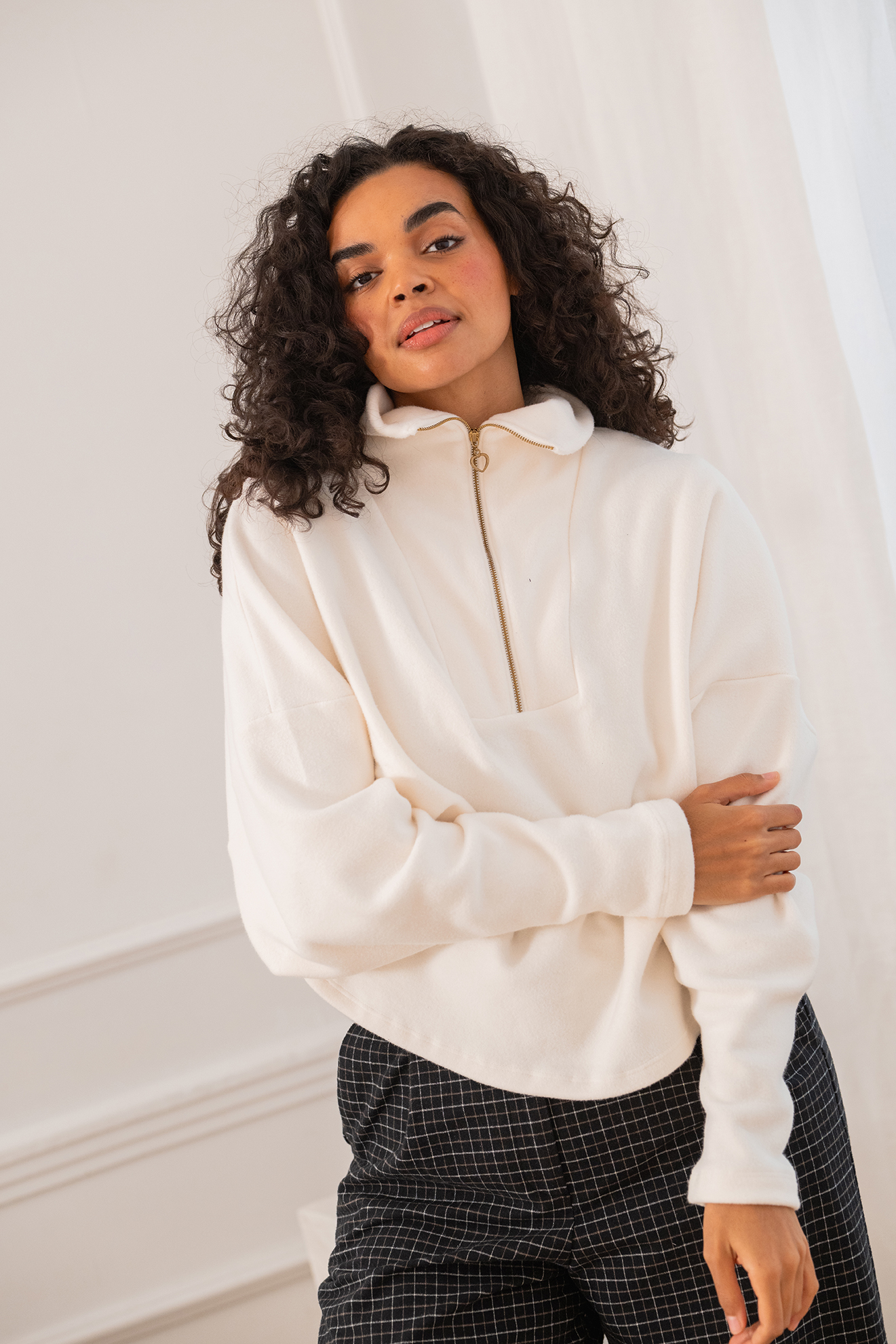 Troyer TROYA offwhite aus Bio-Baumwoll Fleece