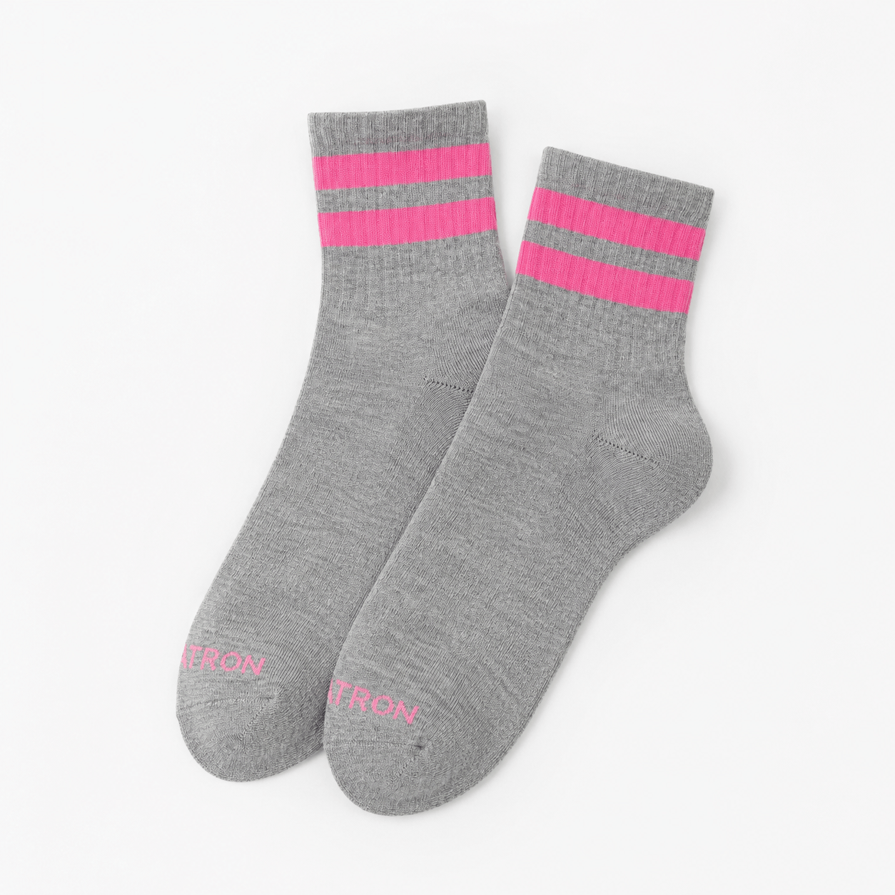 Graue Midi Tennissocken mit rosa Streifen | Patron Socks