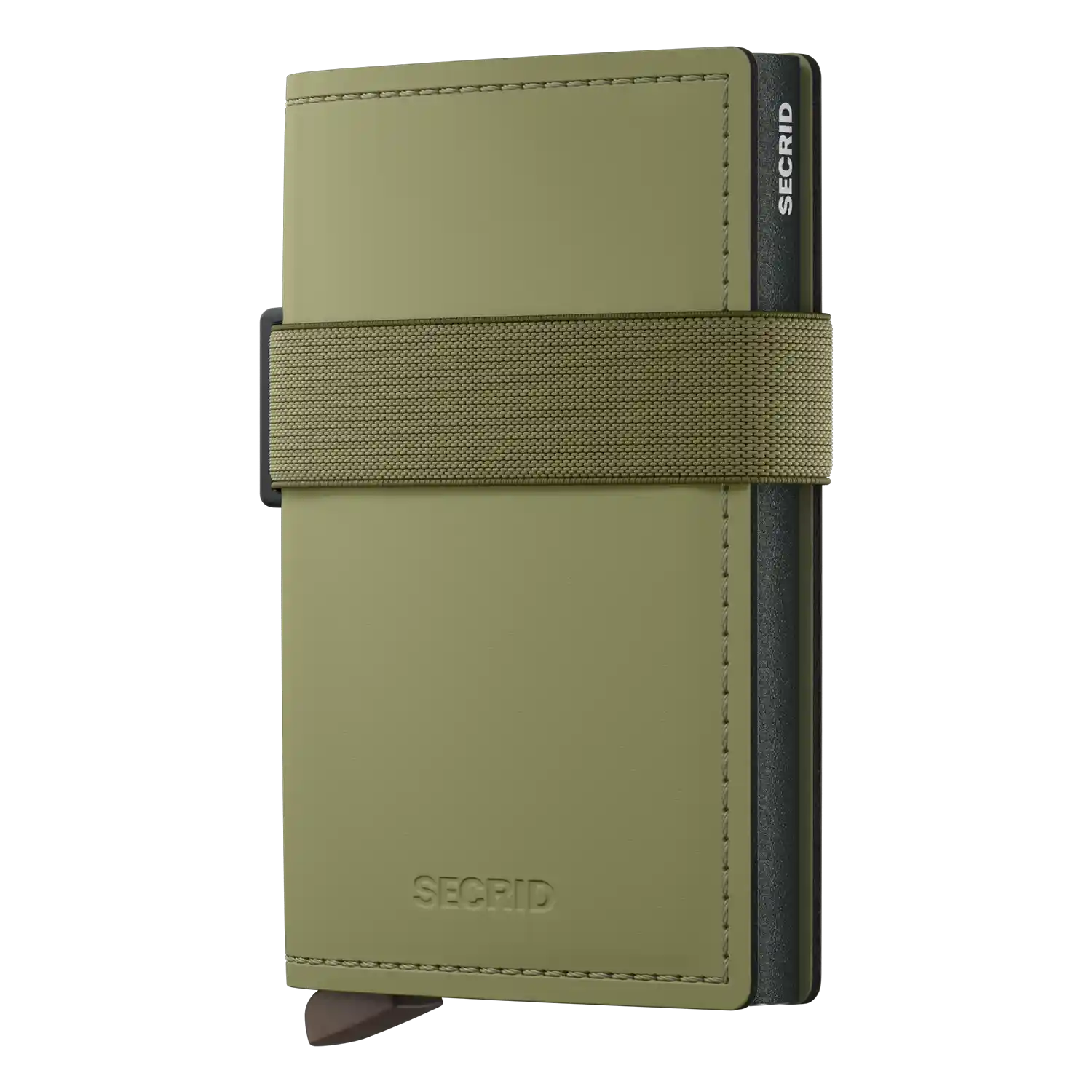 Secrid Bandwallet Matte Leaf-Khaki – sportliches Lederwallet mit RFID-Schutz, elastischem Band & Aluminium-Cardprotector