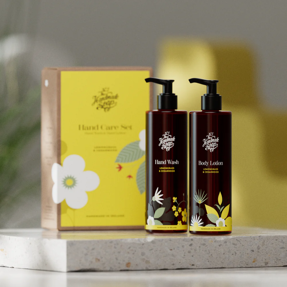 Nachhaltiges Hand Care Set Lemongrass & Cedarwood von The Handmade Soap Company – vegan, handgemacht & plastikfrei in Glasflaschen