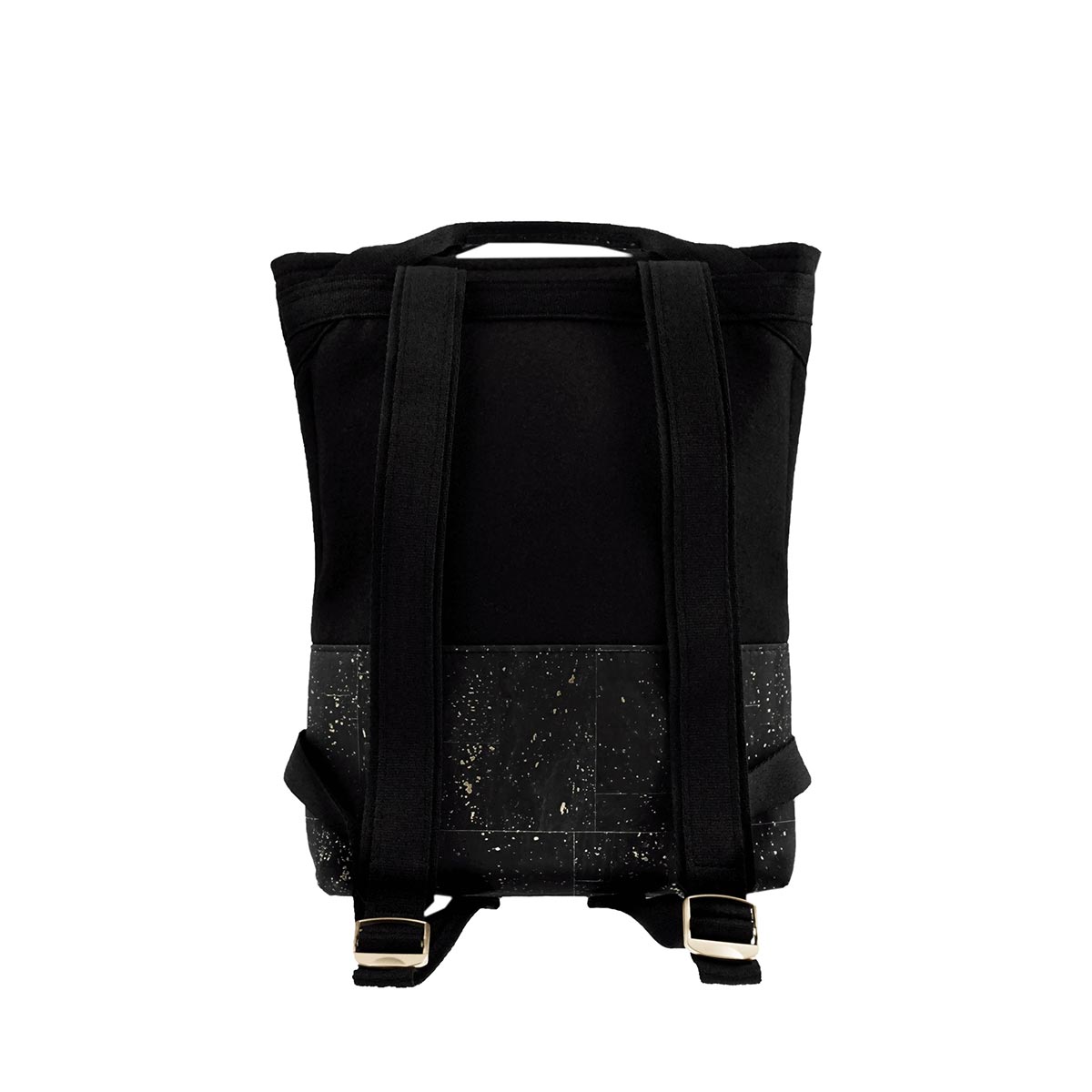 schwarzer Rucksack aus Kork und recyceltem PET von UlSto - Rückseite