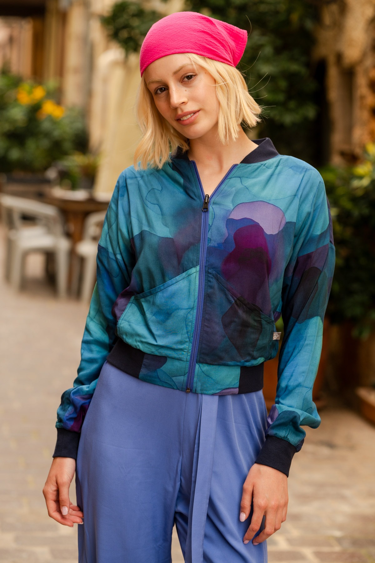 WiDDA Wende-Blouson TURNER Dark Clouds Lavendel aus ECOVERO Viskose