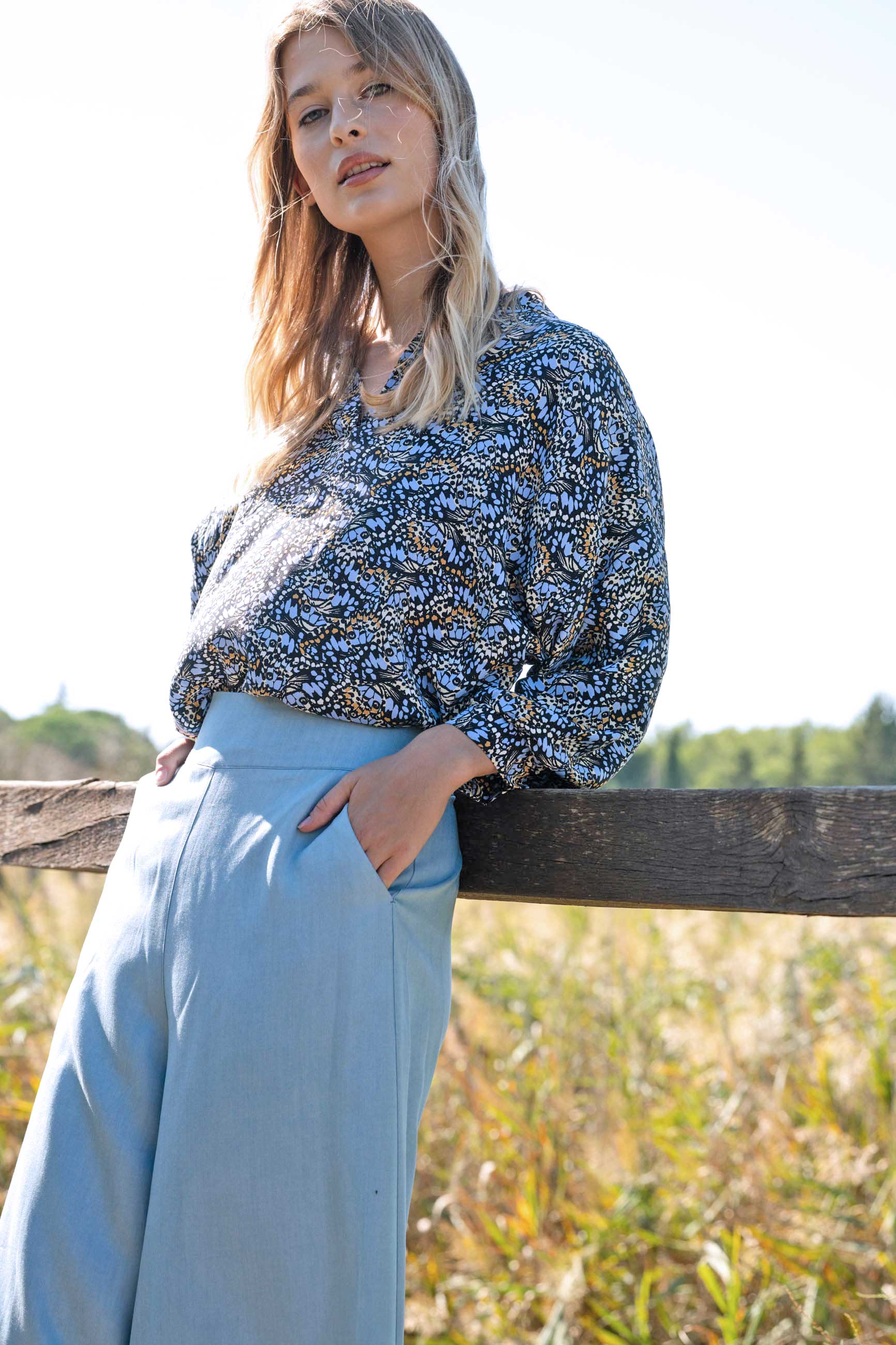 Fledermaus-Bluse MONYA butterfly aus Deadstock Viskose