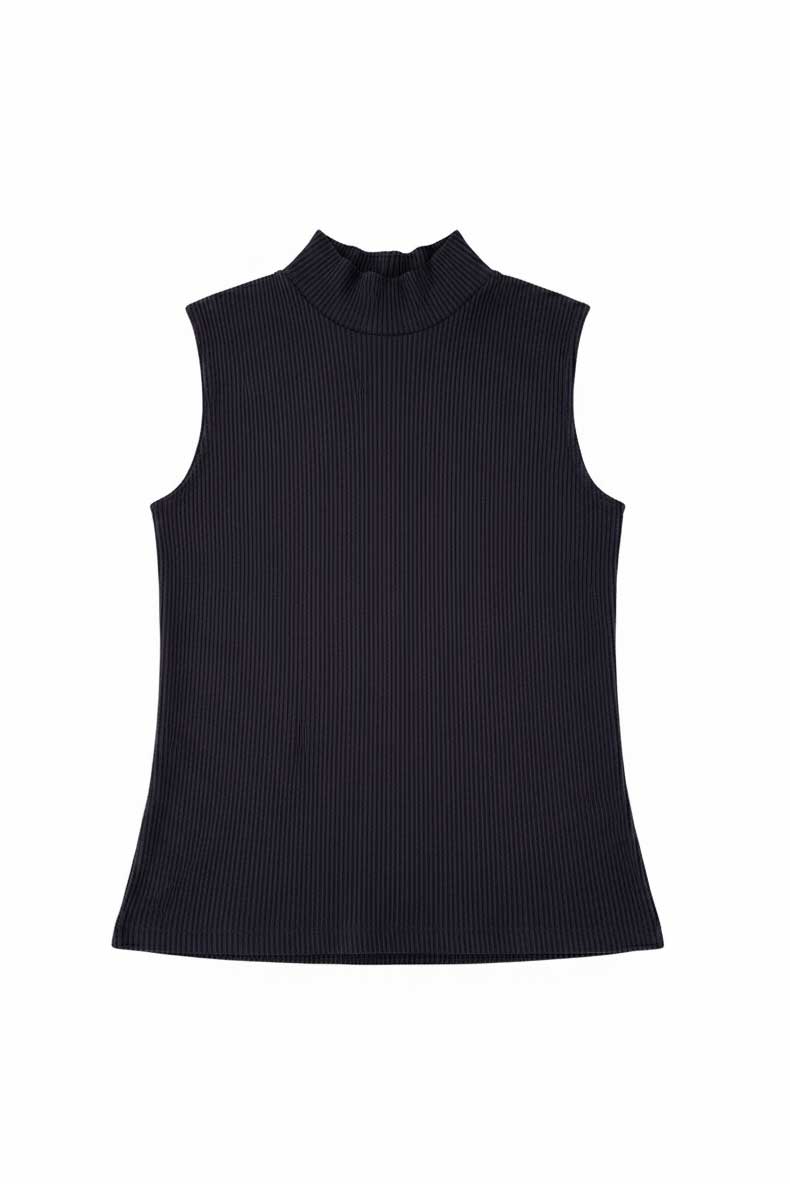 geripptes ärmelloses Top aus Tencel Jersey in schwarz