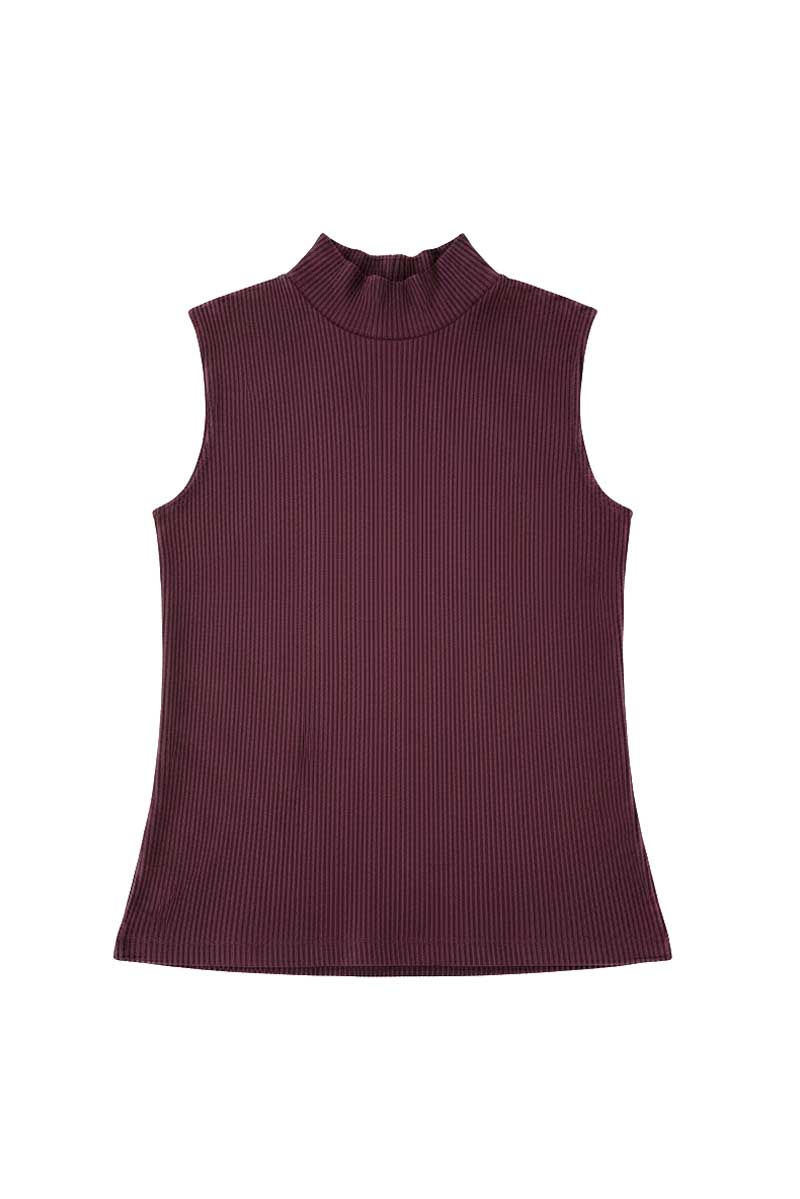 geripptes ärmelloses Top aus Tencel Jersey in einem beere aubergine Farbton