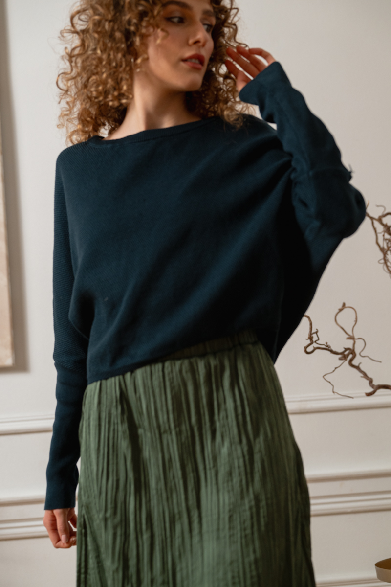Strickpullover SLABBY KNIT schwarz aus Bio-Baumwolle