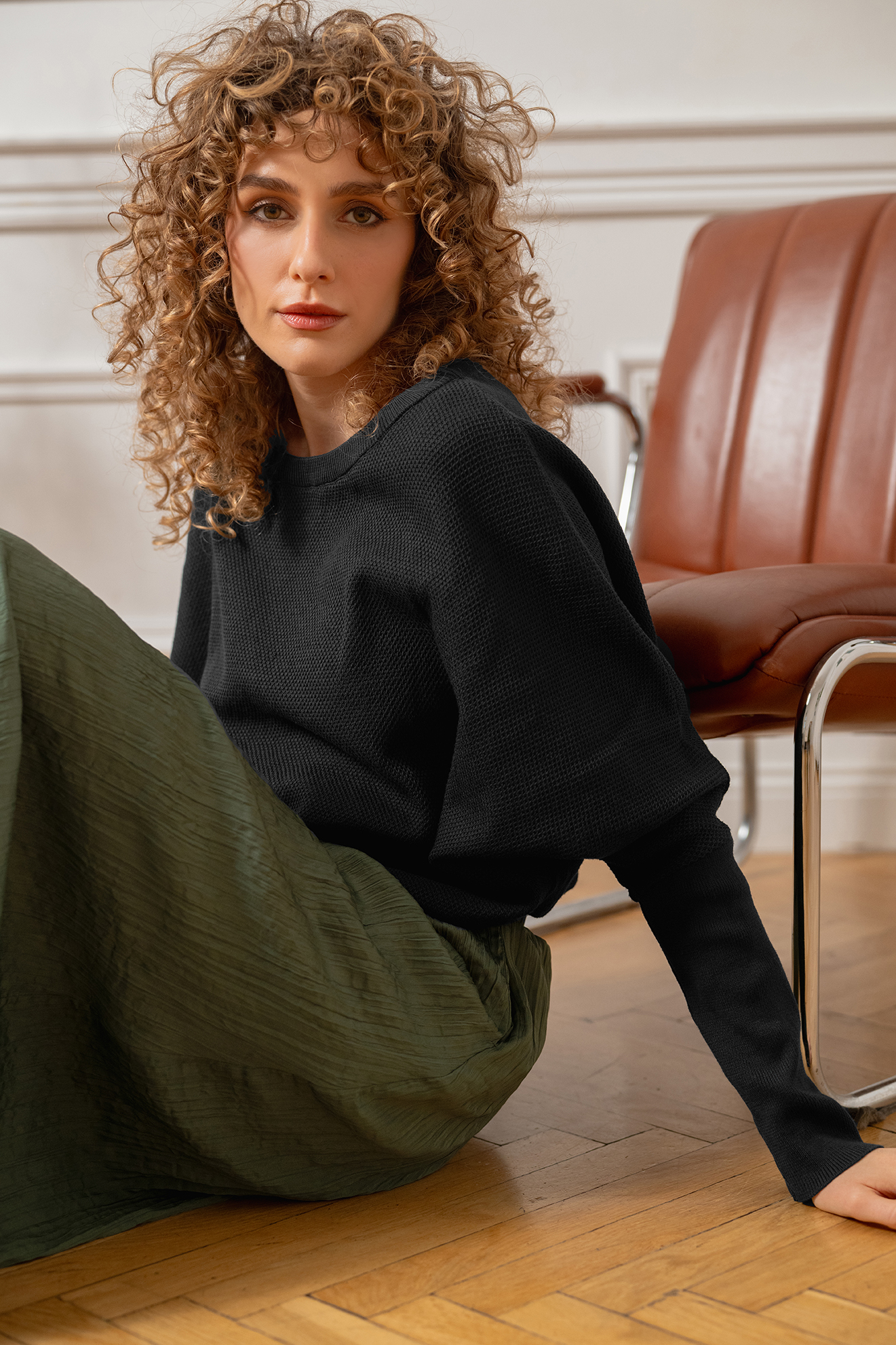 Strickpullover SLABBY KNIT schwarz aus Bio-Baumwolle