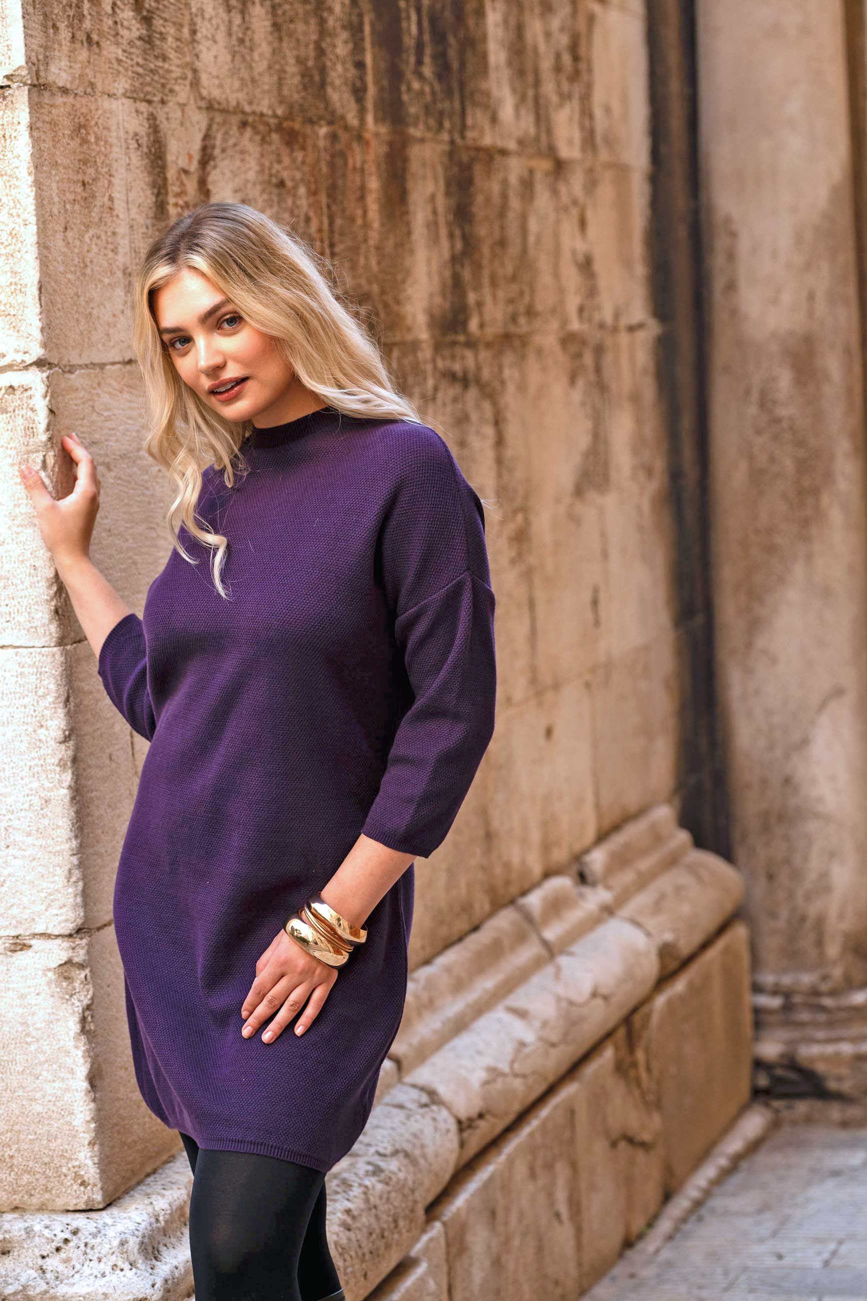 Strickkleid SANTI berry aus Bio-Baumwolle