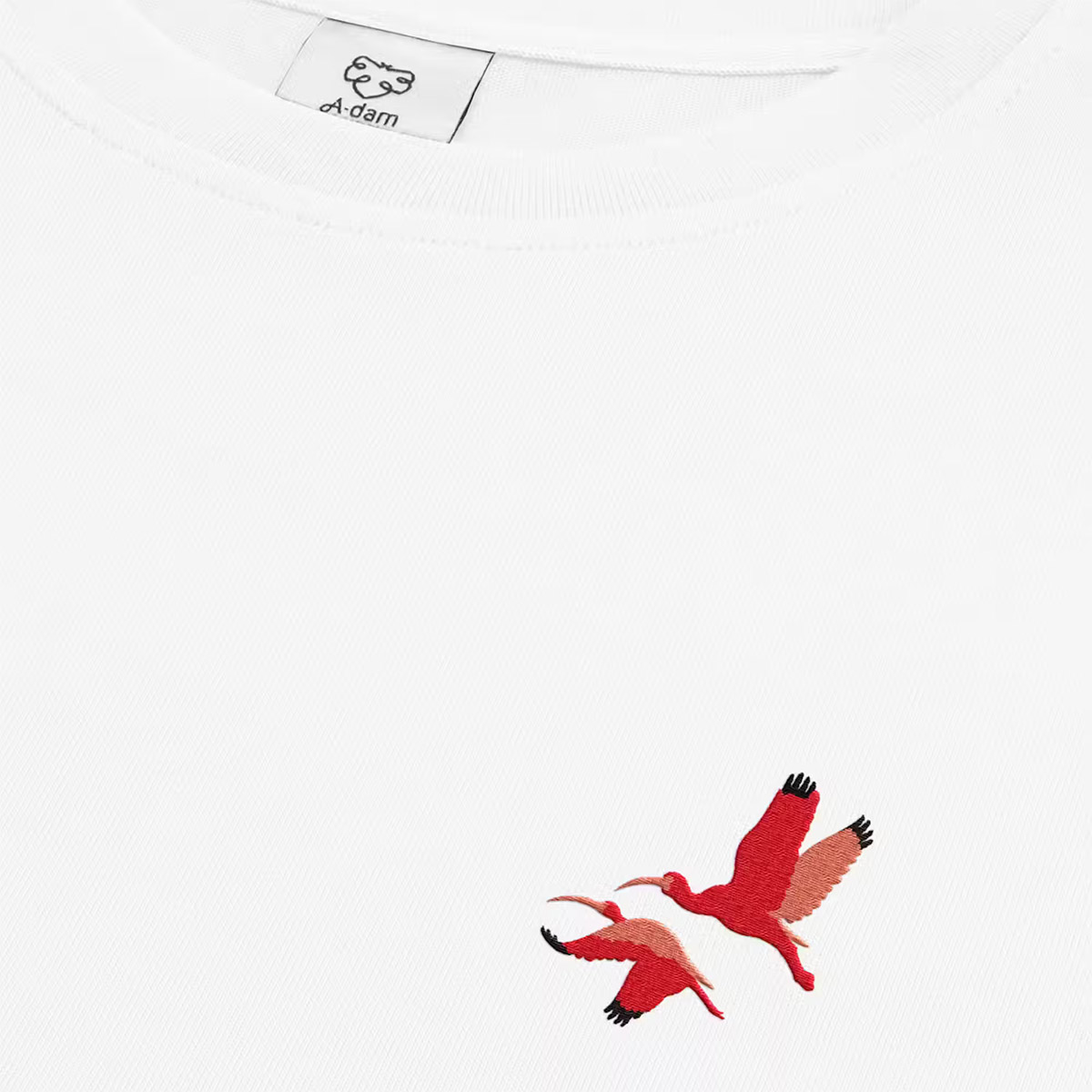 A-Dam Underwear t-Shirt FLYING BIRDS weiß mit Storch Stickere