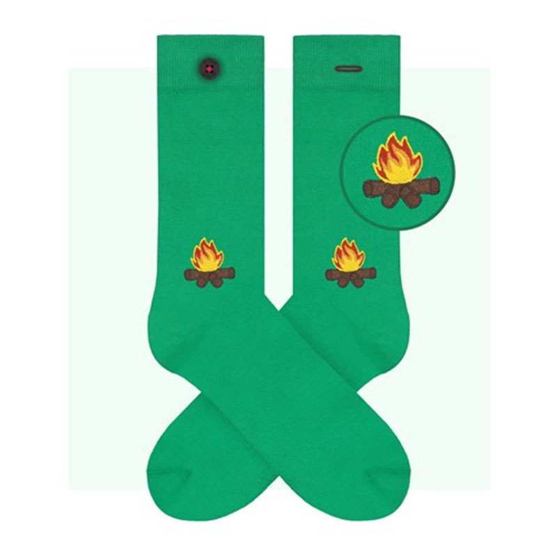 grüne Socken mit Lagerfeuer von A-Dam Underwear aus Bio-Baumwolle und Econyl