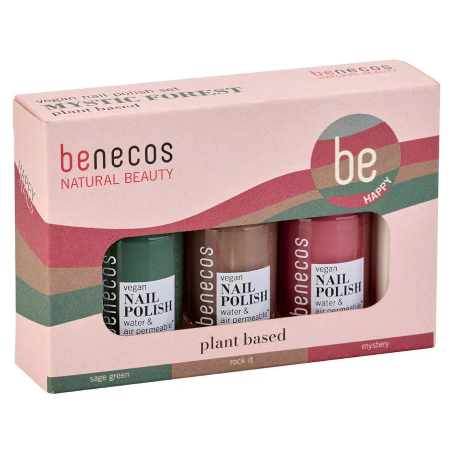 benecos Happy Nails 3er Set Mystic Forest – Grüntöne Sage Green, Rock It & Mystery, vegane 20-Free Nagellacke