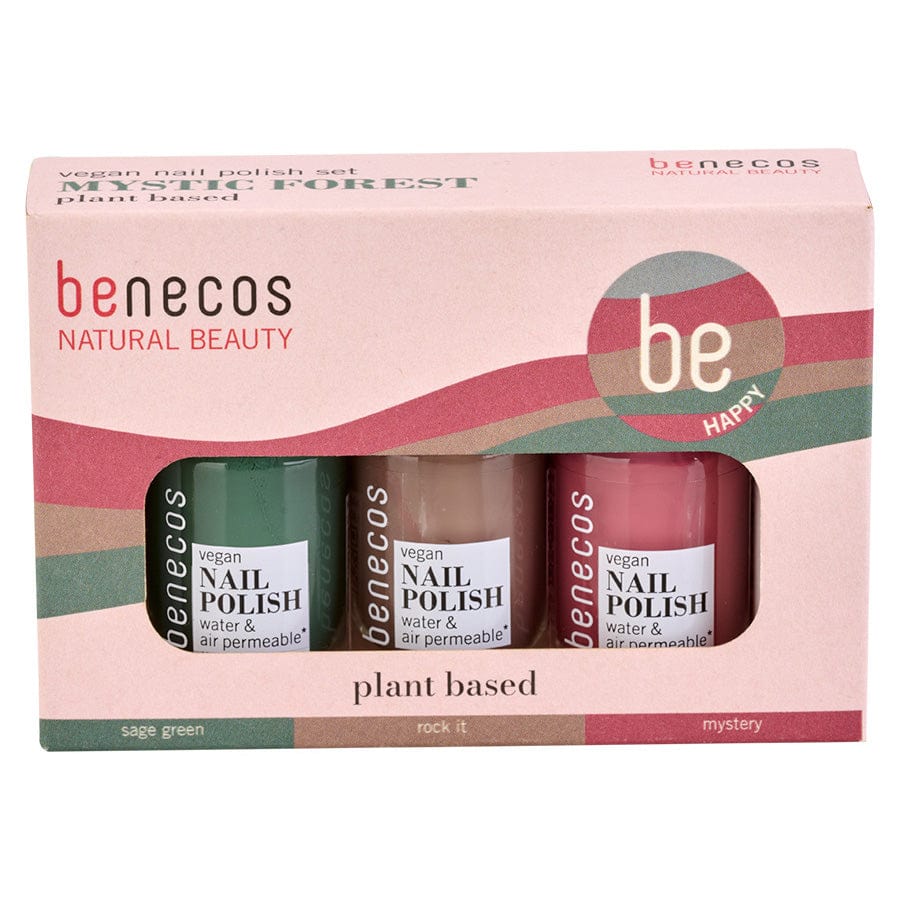 benecos Happy Nails 3er Set Mystic Forest – Grüntöne Sage Green, Rock It & Mystery, vegane 20-Free Nagellacke