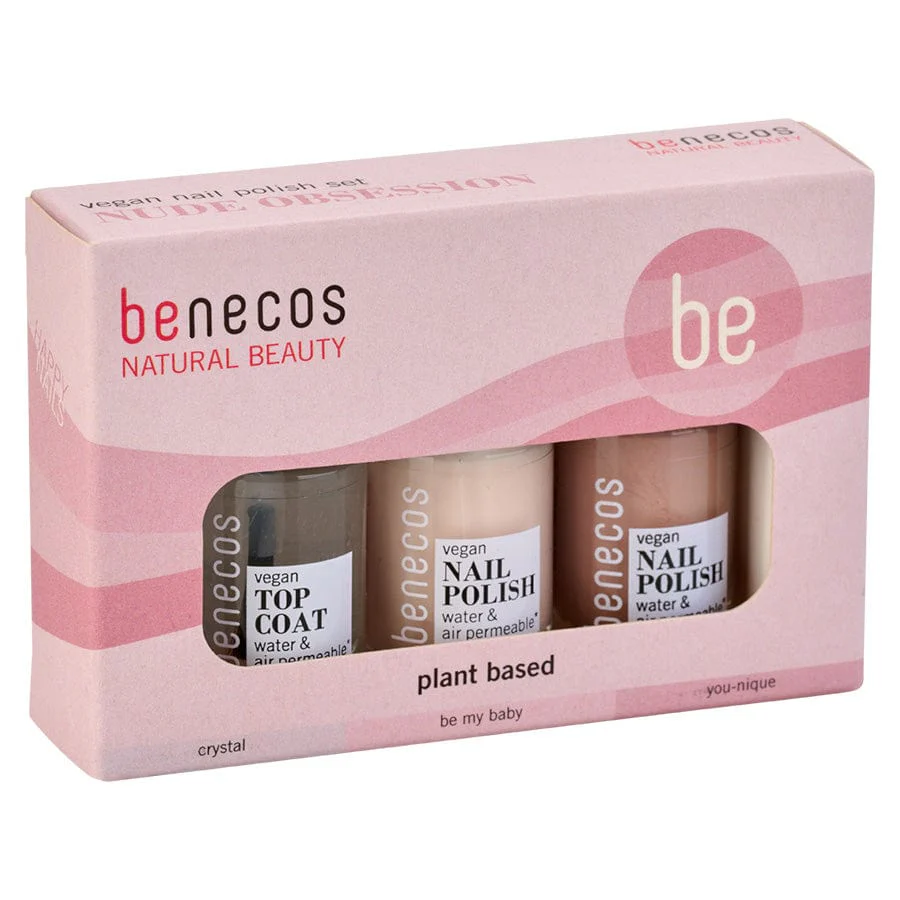 benecos Happy Nails 3er Set Nude Obsession – drei aufeinander abgestimmte vegane Nude-Nagellacke