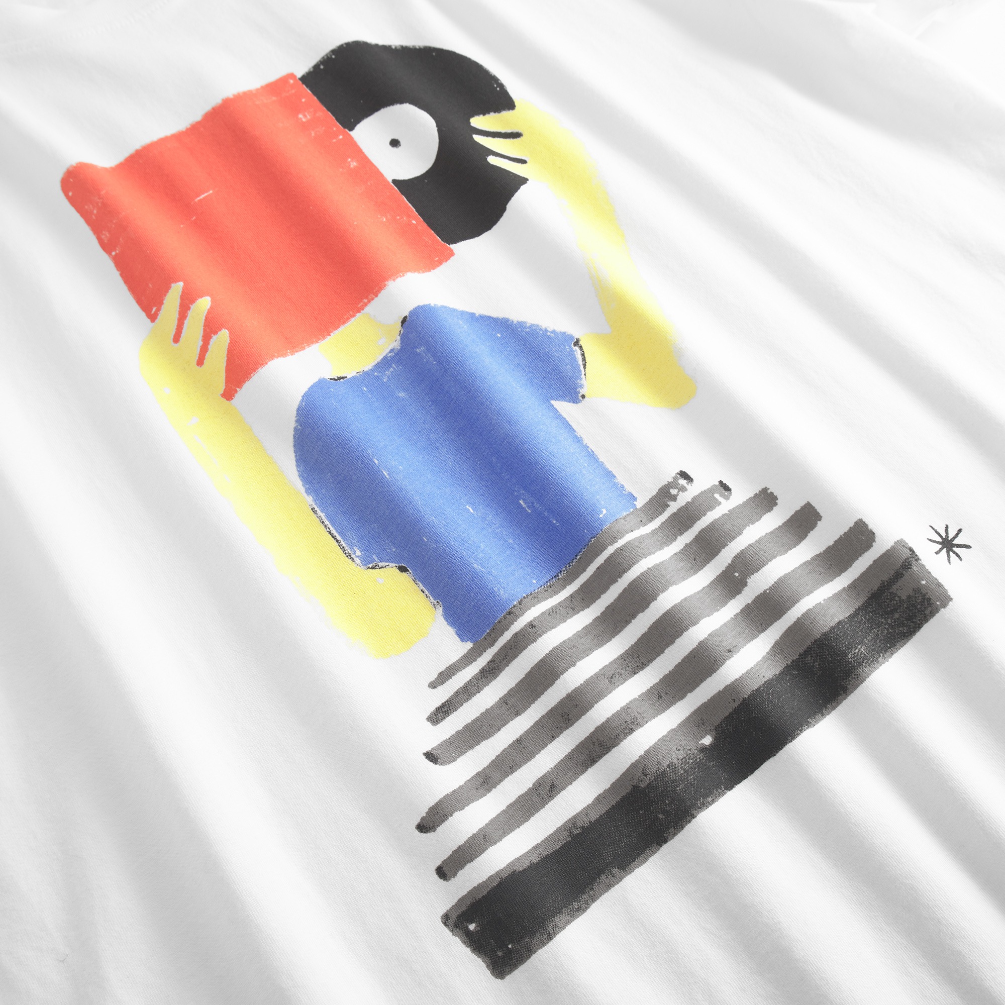weißes T-Shirt "Diggin White" von Dedicated mit stilisiertem DJ Motiv. Aus Bio-Baumwolle gefertigt.