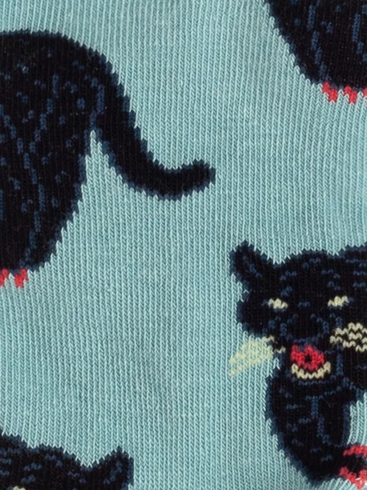 Bunte Kindersocken „Lil Midnight Panther“ mit Tiermotiv aus Bio-Baumwolle von Dilly Socks, nachhaltig & fair produziert in der Türkei.