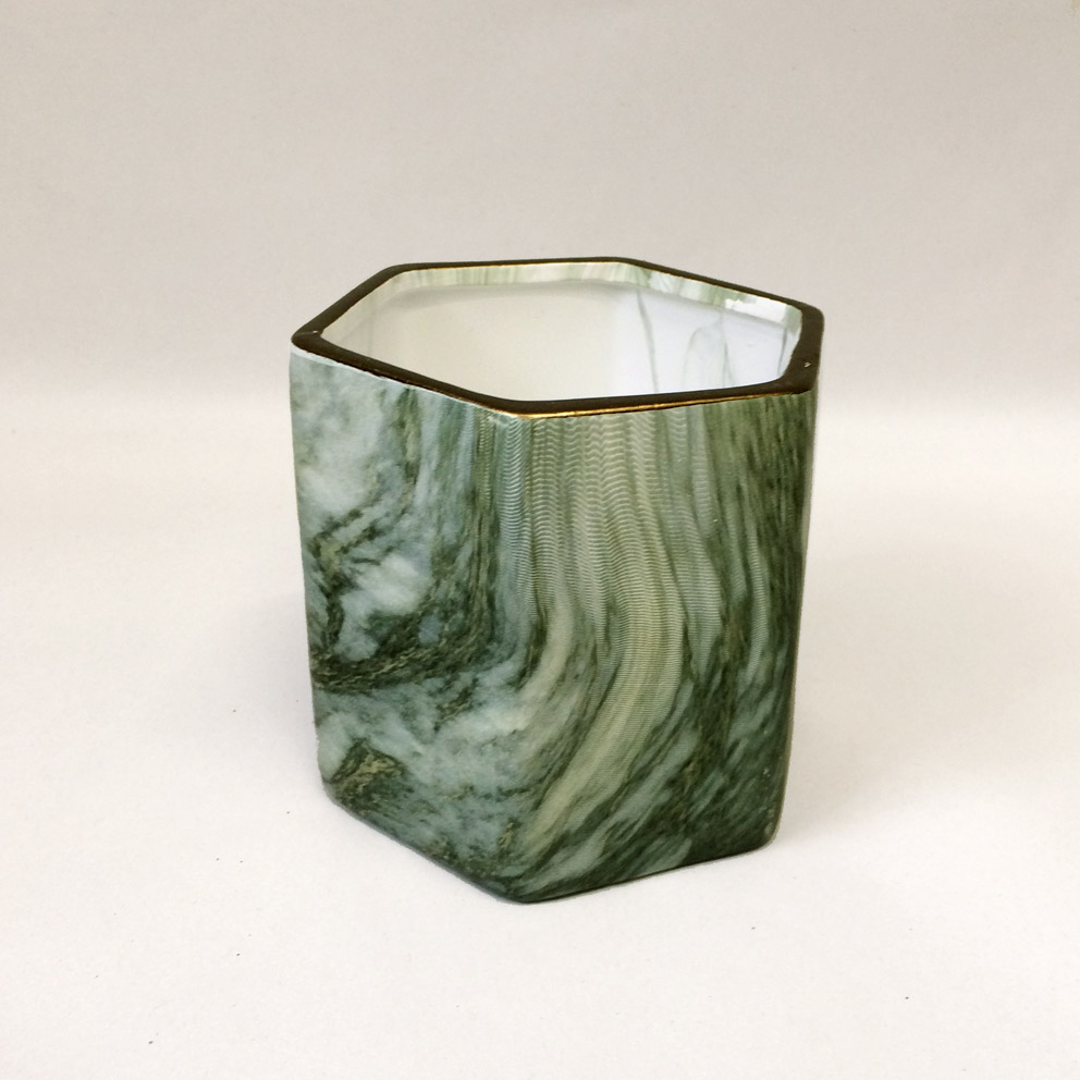 seckseckiger top marmor optik grün