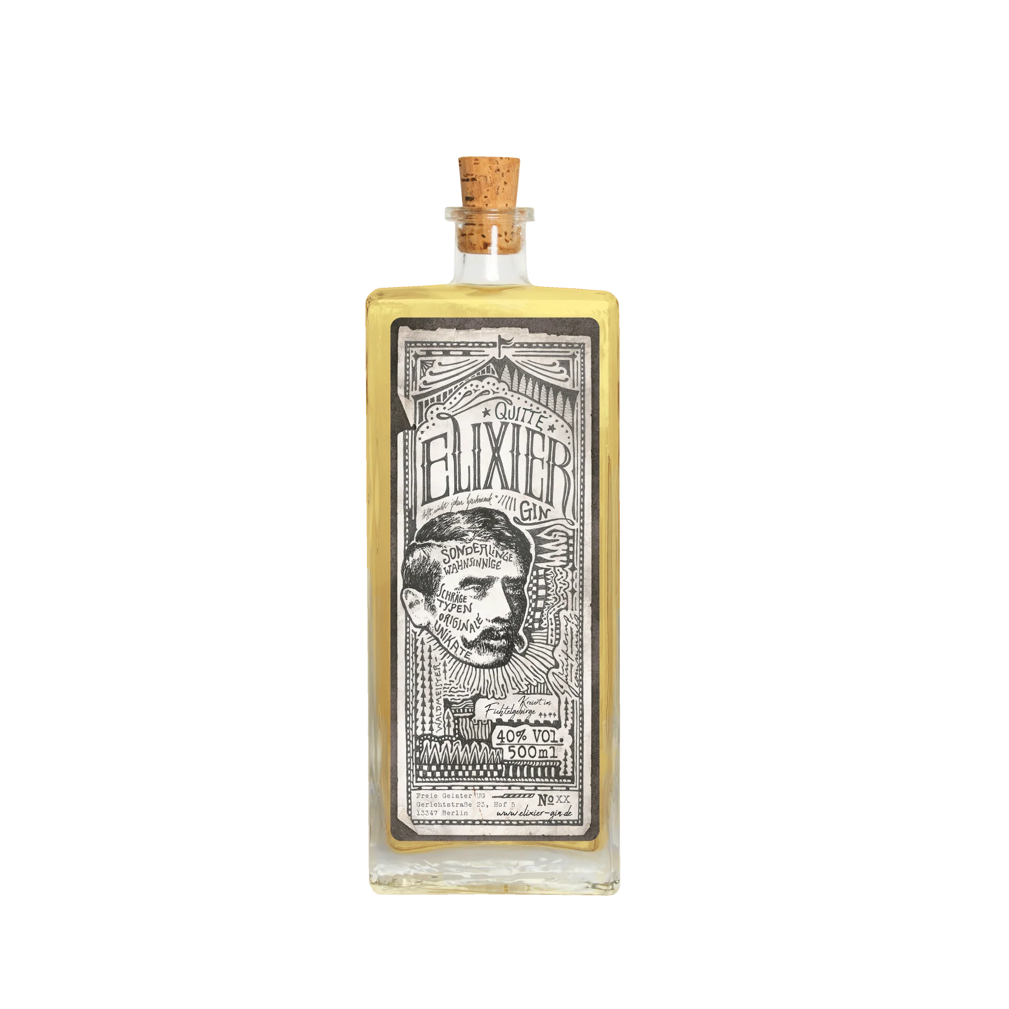 Elixier Quitte Gin 500 ml – handgemachter Gin aus dem Fichtelgebirge mit Quitte und Waldmeister, fruchtig-herb