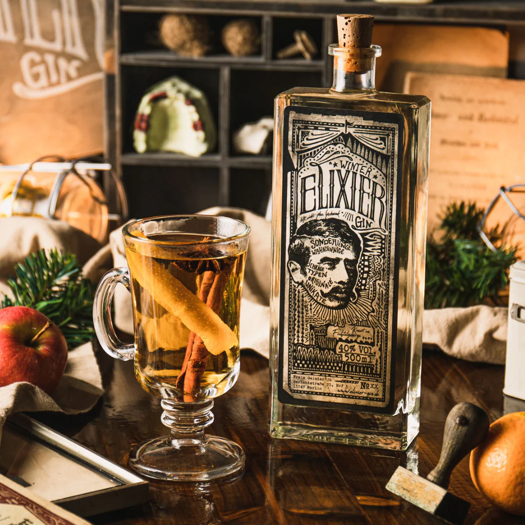 Elixier Winter Gin 500 ml – handgemachter Gin aus dem Fichtelgebirge mit winterlichen Gewürzen, würzig & aromatisch