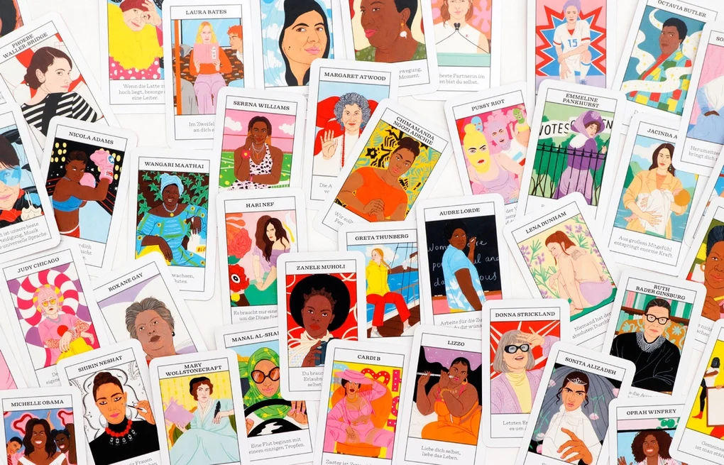 Feministinnen Orakel Mini mit 45 illustrierten Karten: Weisheiten starker Frauen von Beyoncé bis Angela Davis – inspirierend und ideal zum Verschenken.