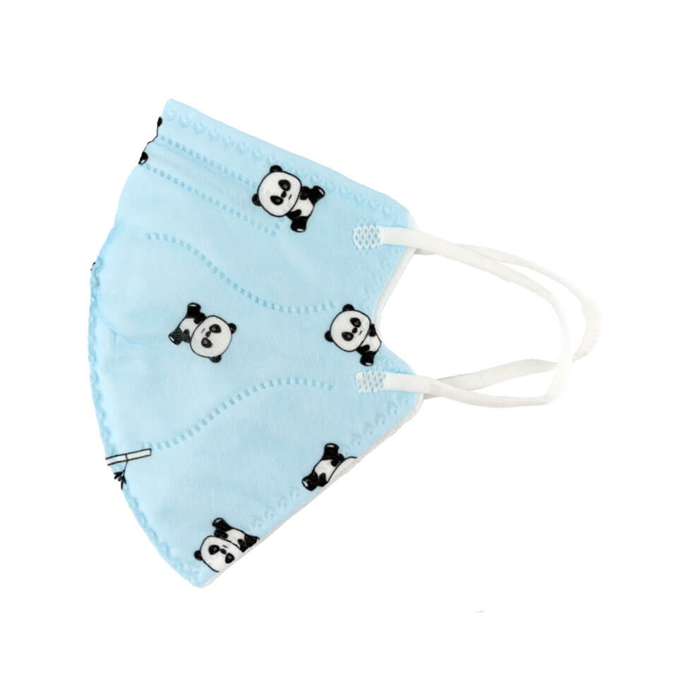 zertifizierte FFP2 Maske in Hellblau mit Pandabären für Kinder