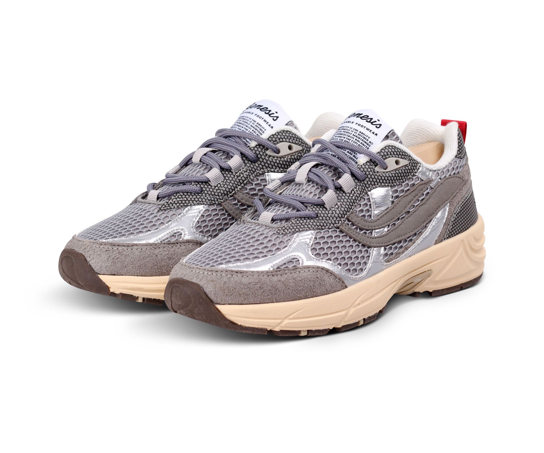 vegane Genesis Sneaker G-Eco 99 Mono Mix in Grau Beige aus recycelten Materialien und mit Korksohle