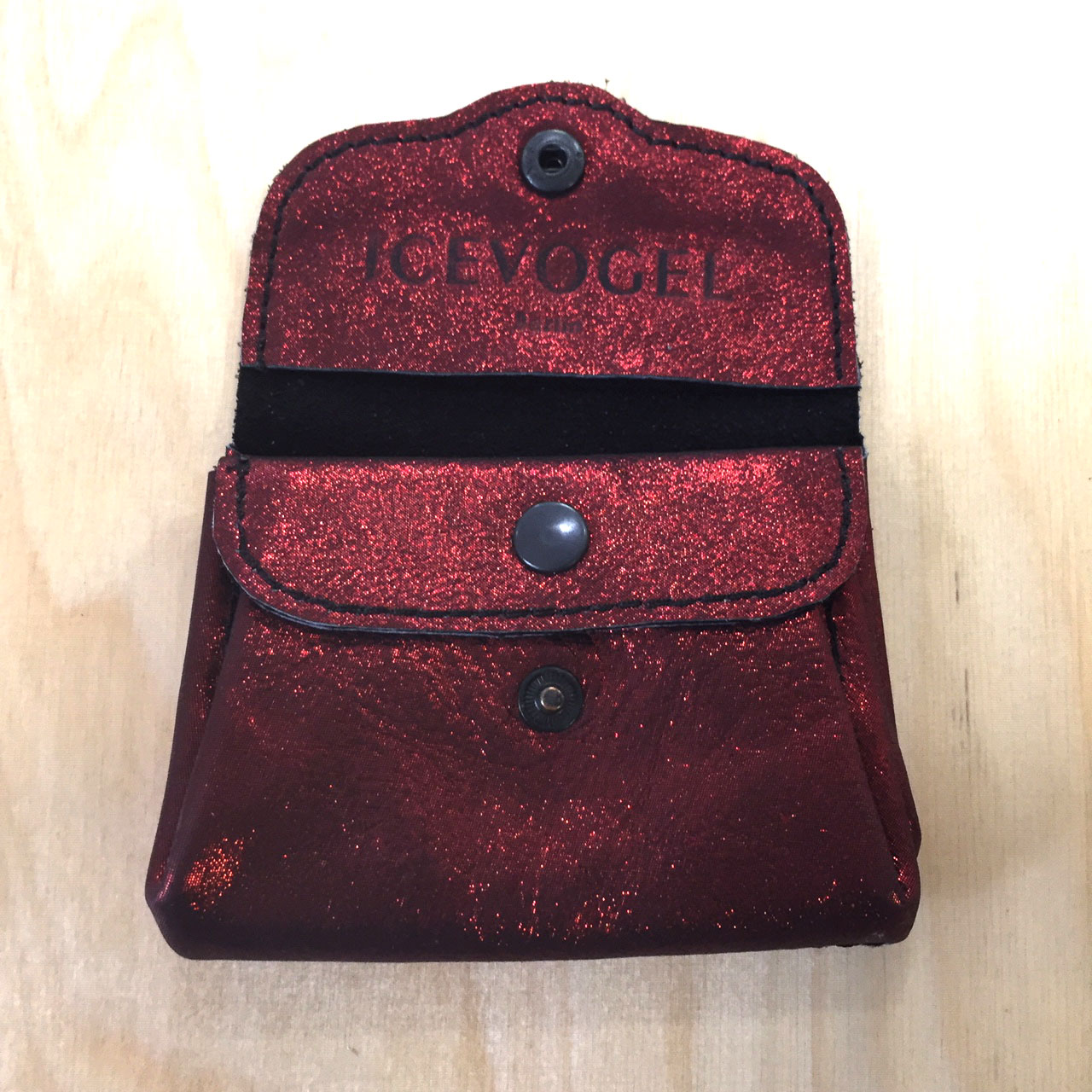 rot metallic schimmernde Geldbörse aus Leder von Icevogel