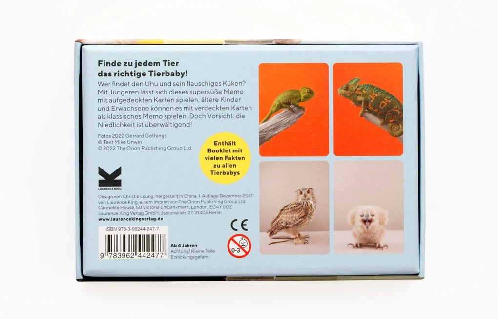 Tierbaby-Memo klein & groß mit 50 Karten und Tierfotografien von Gerrard Gethings im Laurence King Verlag.