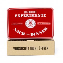 Spielebox: Gefährliche Experimente nach dem Dinner. 21 waghalsige Tricks für Gastgeber und Gäste.