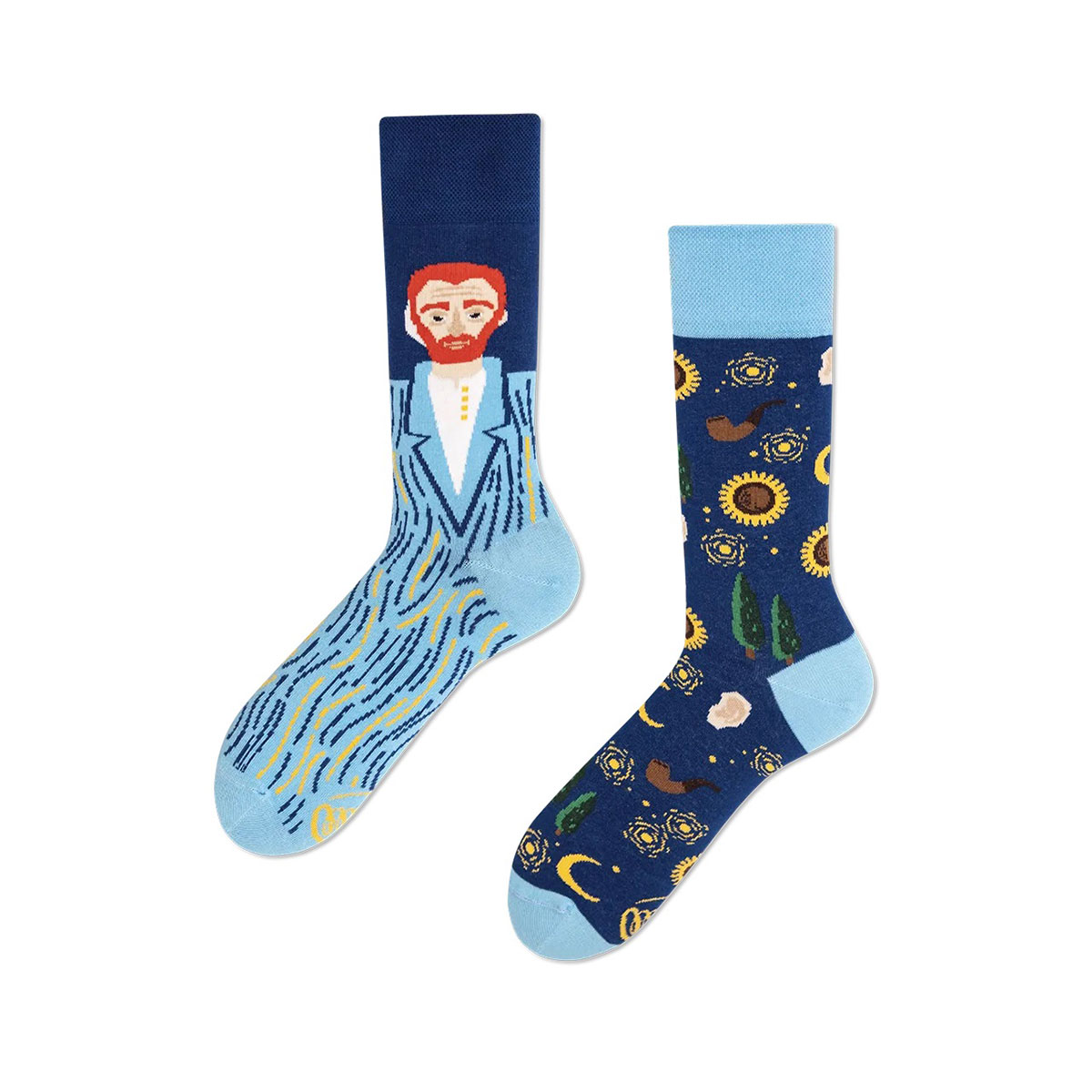 Socken mit Vincent van Gogh Motiv von Many Mornings - zwei unterschiedliche Strümpfe