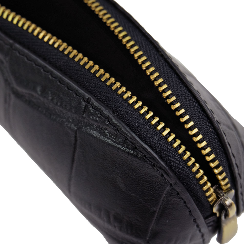 längliche schmale Federtasche aus Eco Leder in schwarzem Leder mit Croco Prägung von O My Bag