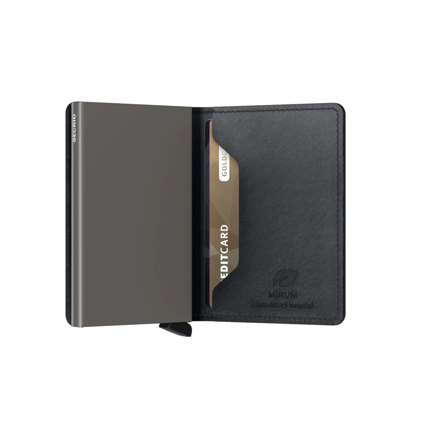 Secrid Slimwallet Mirum Black Light – veganes Slimwallet aus pflanzlichem Mirum™-Material, RFID-Schutz, ohne Verschluss, schwarz