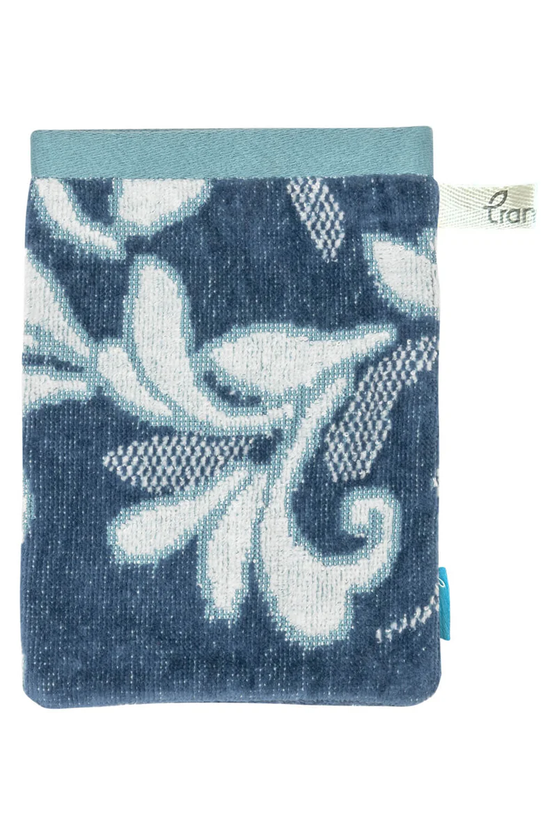 Tranquillo Waschhandschuh FLORAL – nachhaltiger Waschhandschuh aus 100 % Bio-Baumwolle mit floralem Muster, 20 × 15 cm