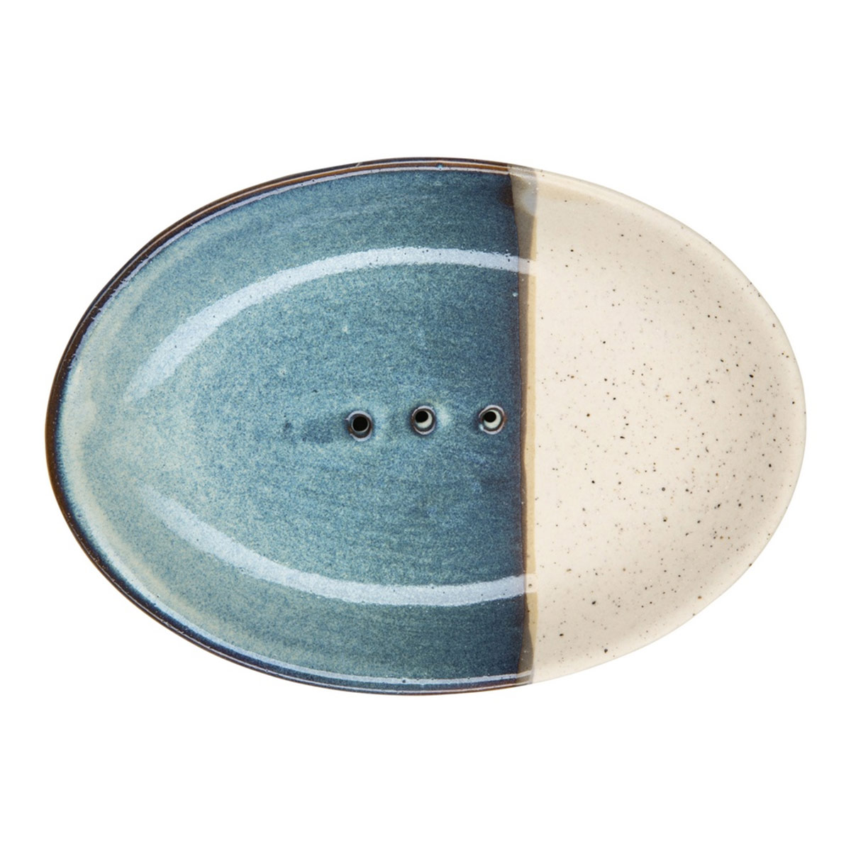 Tranquillo ovale Seifenschale RUSTIC mit blauem überzug POR316